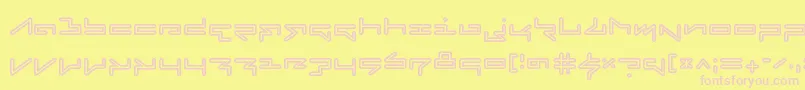 FabricateInline-fontti – vaaleanpunaiset fontit keltaisella taustalla
