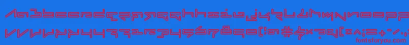 FabricateInline-fontti – punaiset fontit sinisellä taustalla