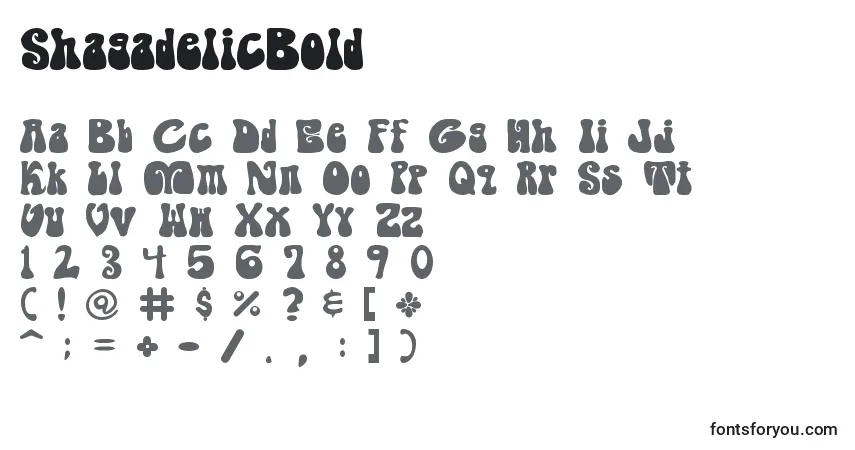 Schriftart ShagadelicBold – Alphabet, Zahlen, spezielle Symbole