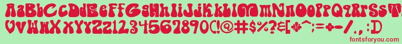 ShagadelicBold Font – Red Fonts on Green Background