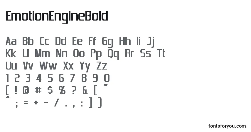 A fonte EmotionEngineBold (93118) – alfabeto, números, caracteres especiais
