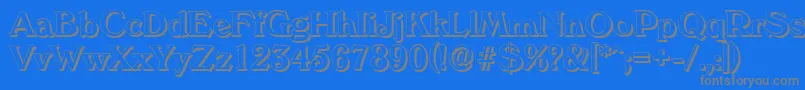 VeronashadowMediumRegular-fontti – harmaat kirjasimet sinisellä taustalla