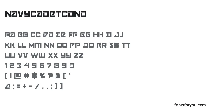 A fonte Navycadetcond – alfabeto, números, caracteres especiais