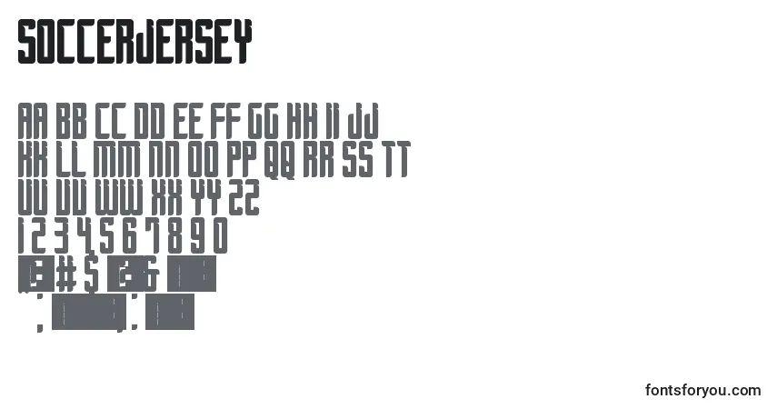 Schriftart SoccerJersey – Alphabet, Zahlen, spezielle Symbole