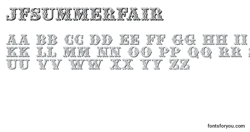 Schriftart Jfsummerfair – Alphabet, Zahlen, spezielle Symbole
