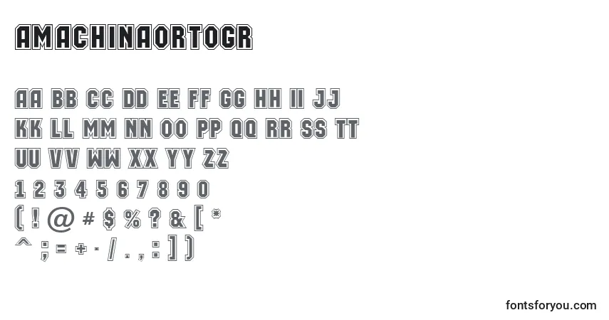 Czcionka AMachinaortogr – alfabet, cyfry, specjalne znaki