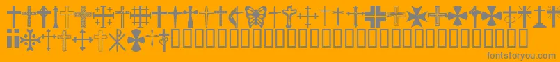 Chric-Schriftart – Graue Schriften auf orangefarbenem Hintergrund