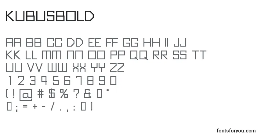 Schriftart KubusBold (93129) – Alphabet, Zahlen, spezielle Symbole
