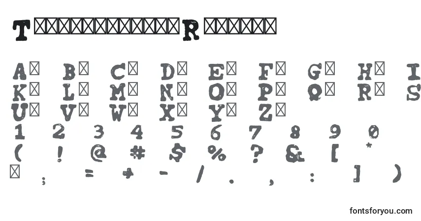 A fonte TipocarimbadoRegular – alfabeto, números, caracteres especiais