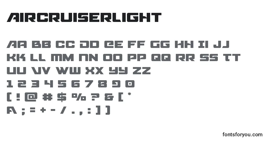 Czcionka Aircruiserlight – alfabet, cyfry, specjalne znaki