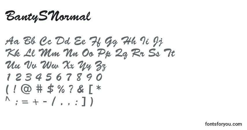A fonte BantySNormal – alfabeto, números, caracteres especiais
