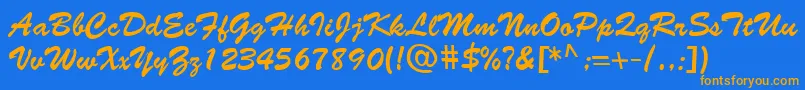 フォントBantySNormal – オレンジ色の文字が青い背景にあります。