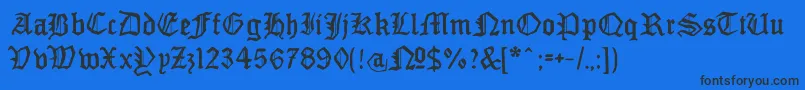 Fonte MonamourfrakturBroken – fontes pretas em um fundo azul
