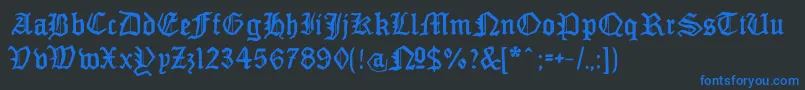 MonamourfrakturBroken Font – Blue Fonts on Black Background