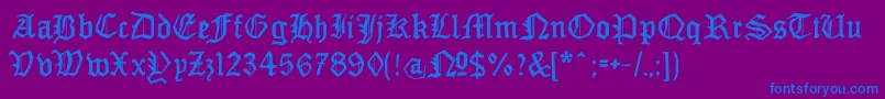 MonamourfrakturBroken-Schriftart – Blaue Schriften auf violettem Hintergrund