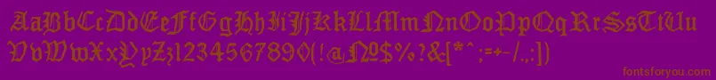 MonamourfrakturBroken-Schriftart – Braune Schriften auf violettem Hintergrund