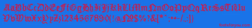 MonamourfrakturBroken Font – Red Fonts on Blue Background