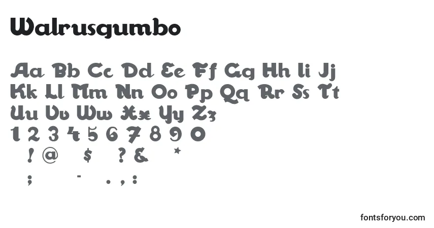 Schriftart Walrusgumbo – Alphabet, Zahlen, spezielle Symbole