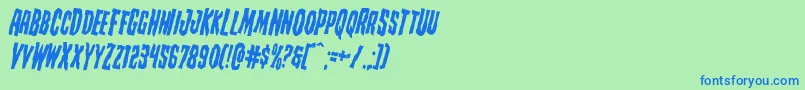 Creepycrawlersrotate-Schriftart – Blaue Schriften auf grünem Hintergrund