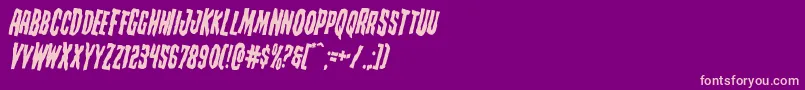 Creepycrawlersrotate-fontti – vaaleanpunaiset fontit violetilla taustalla