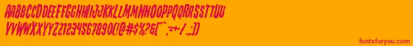 Creepycrawlersrotate-Schriftart – Rote Schriften auf orangefarbenem Hintergrund