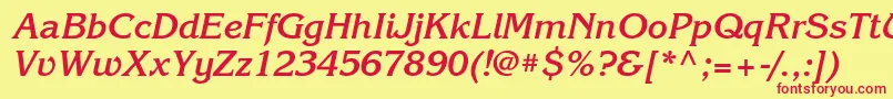 KorinnagttBolditalic Font – Red Fonts on Yellow Background