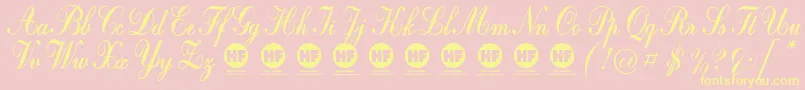 CrystalSymphonyPersonalUseOnly-Schriftart – Gelbe Schriften auf rosa Hintergrund