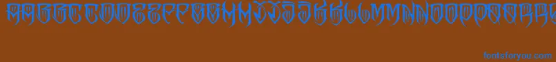 JakejarkorFelona-Schriftart – Blaue Schriften auf braunem Hintergrund
