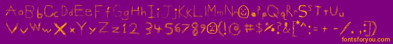 GigglesShits-fontti – oranssit fontit violetilla taustalla