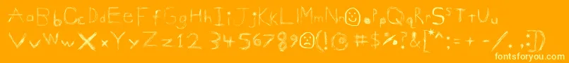 GigglesShits-Schriftart – Gelbe Schriften auf orangefarbenem Hintergrund