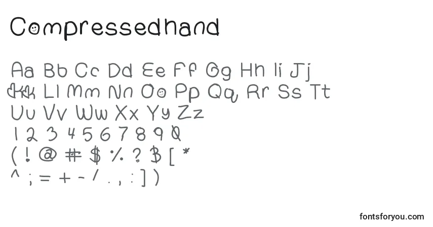 Fuente Compressedhand - alfabeto, números, caracteres especiales
