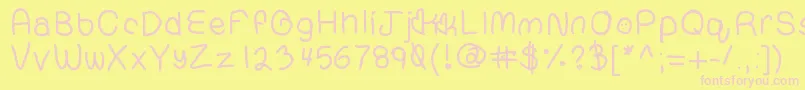 Compressedhand-Schriftart – Rosa Schriften auf gelbem Hintergrund