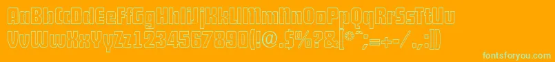 DekodisplayopenserialRegular-Schriftart – Grüne Schriften auf orangefarbenem Hintergrund