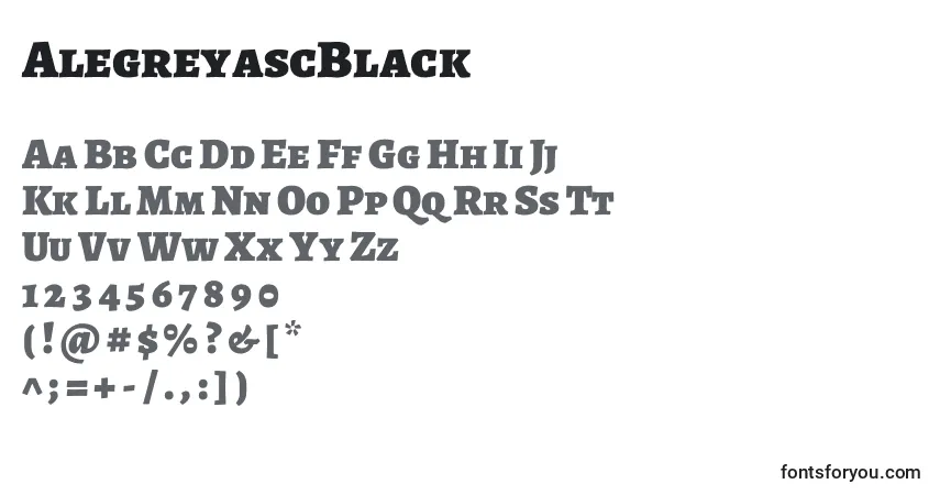 Шрифт AlegreyascBlack – алфавит, цифры, специальные символы