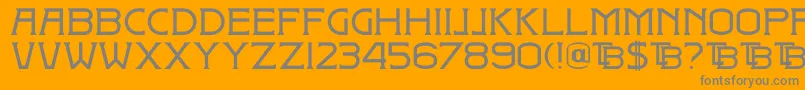 Weitere Informationen zur DkBadehaus-Schriftart DkBadehaus-Schriftart – Graue Schriften auf orangefarbenem Hintergrund