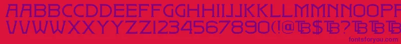 フォントDkBadehaus – 赤い背景に紫のフォント