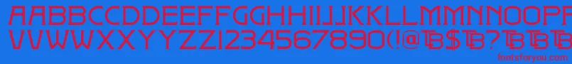 フォントDkBadehaus – 赤い文字の青い背景