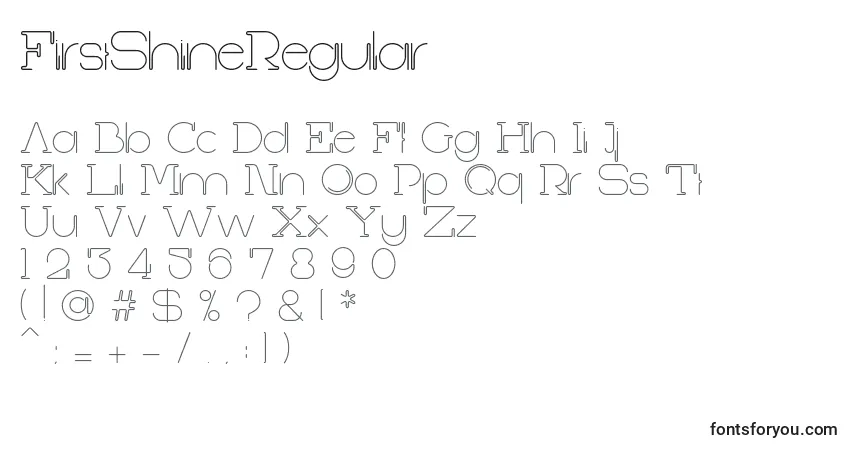 Шрифт FirstShineRegular – алфавит, цифры, специальные символы