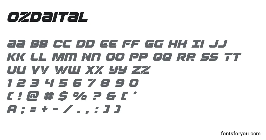 Шрифт Ozdaital – алфавит, цифры, специальные символы