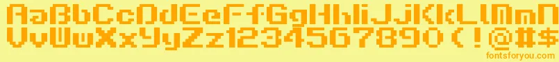 LiquidKidzSpazeout-fontti – oranssit fontit keltaisella taustalla