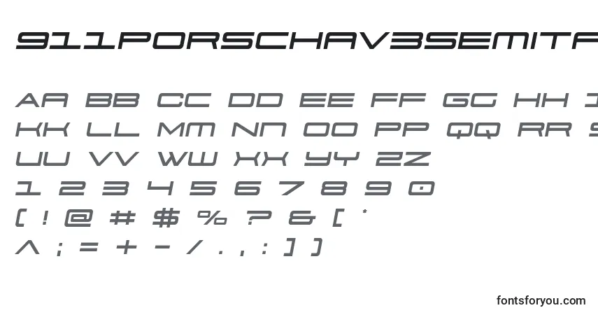 911porschav3semital Font – alphabet, numbers, special characters