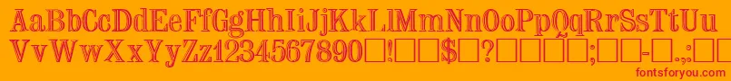 フォントNa – オレンジの背景に赤い文字