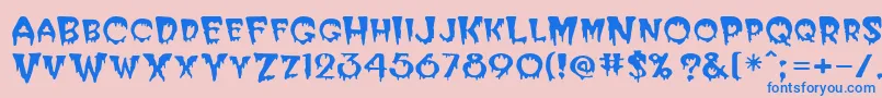 PostcryptMedium-fontti – siniset fontit vaaleanpunaisella taustalla