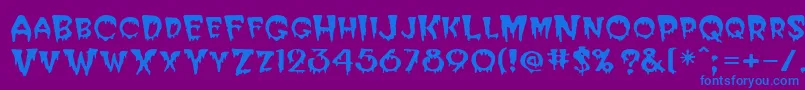 PostcryptMedium-Schriftart – Blaue Schriften auf violettem Hintergrund