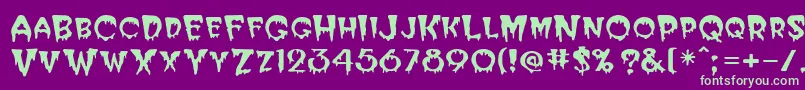 PostcryptMedium-fontti – vihreät fontit violetilla taustalla