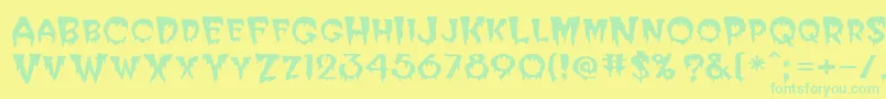 PostcryptMedium Font – Green Fonts on Yellow Background