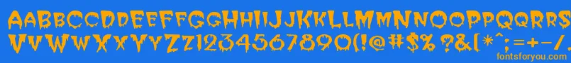PostcryptMedium Font – Orange Fonts on Blue Background
