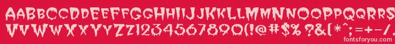 PostcryptMedium-fontti – vaaleanpunaiset fontit punaisella taustalla