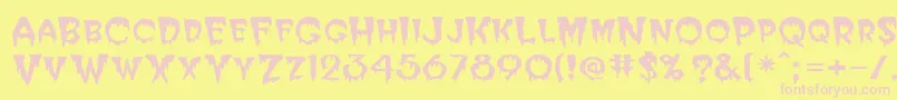 PostcryptMedium Font – Pink Fonts on Yellow Background