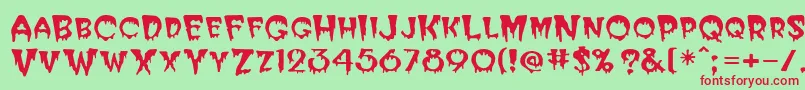 フォントPostcryptMedium – 赤い文字の緑の背景